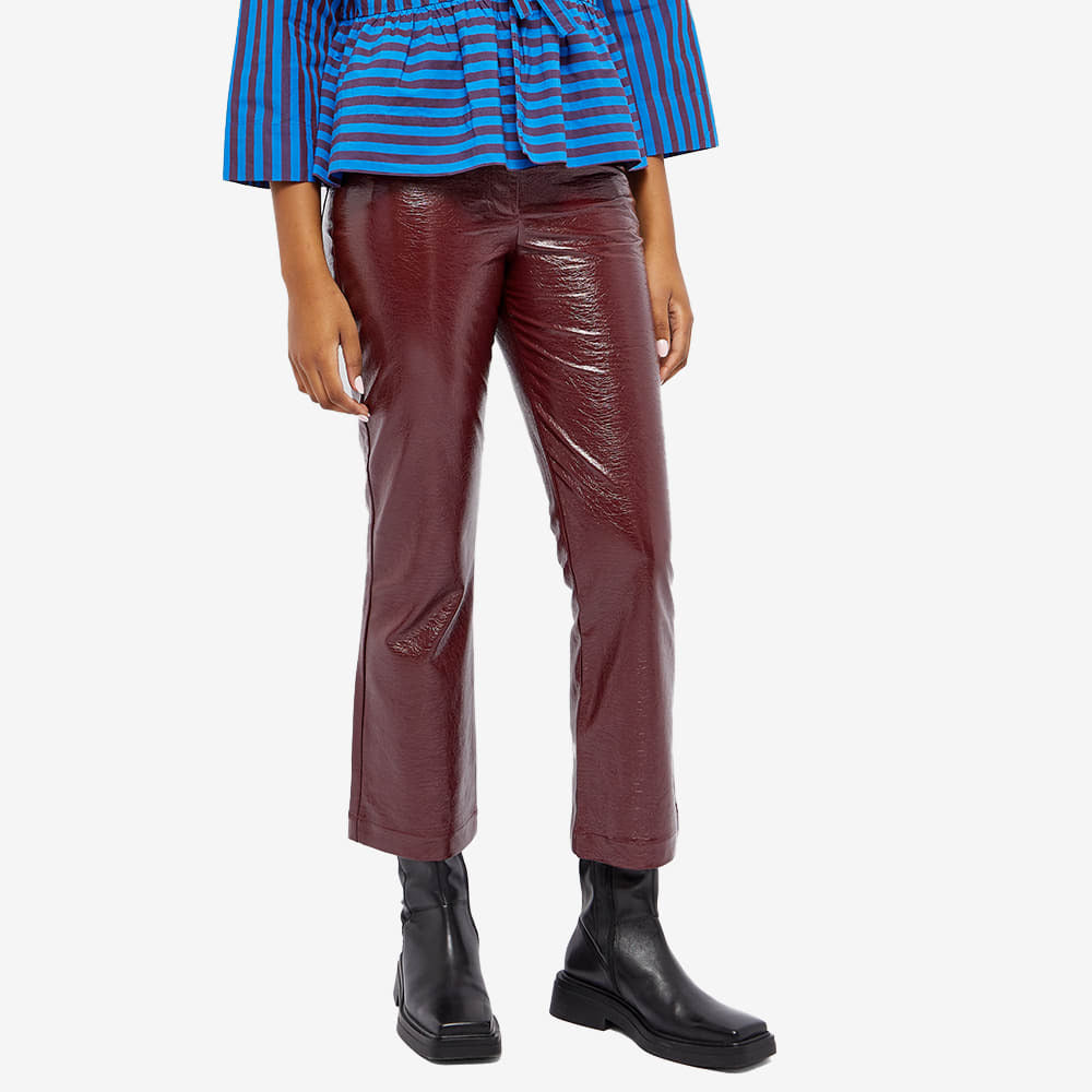 KITRI Nadia Chocolate Brown Vinyl Flared Trousers - House Of Huntington