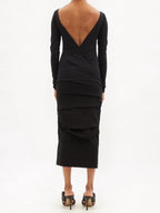 Raey Black Ruched Low-Back Jersey Bodycon Dress - House Of Huntington