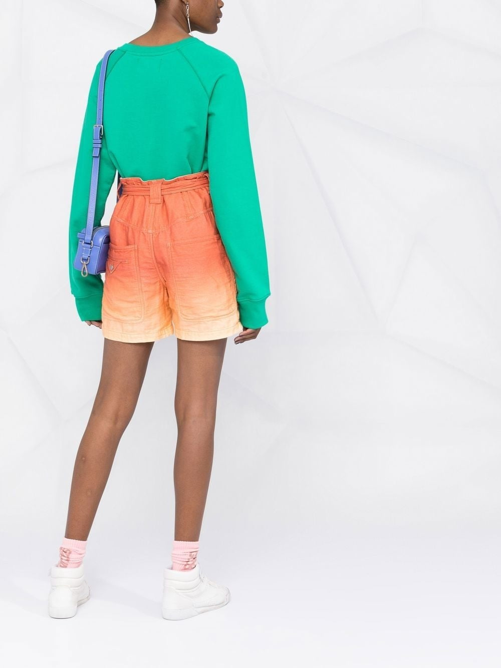 Isabel Marant Etoile Kaynetd Tie Dye Orange Linen Blend Shorts