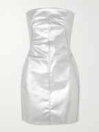 Rick Owens Metallic Coated Denim Bustier Strapless Party Mini Dress