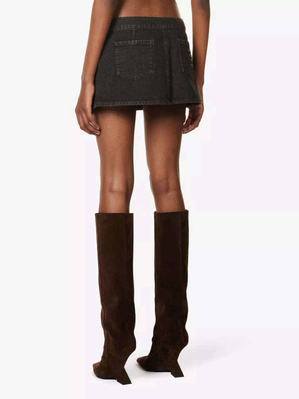 MIAOU Hunter Zip-Detail Low-Waist Denim Mini Skirt - House Of Huntington