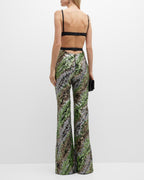 Halpern Sequin Emerald Green Cut-Out Bra Backless Party Mod 70s Jumpsuit