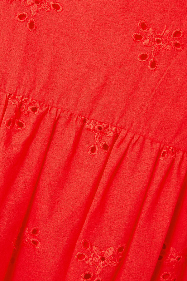 Borgo De Nor Red Carla Broderie Anglaise Cotton Maxi Dress