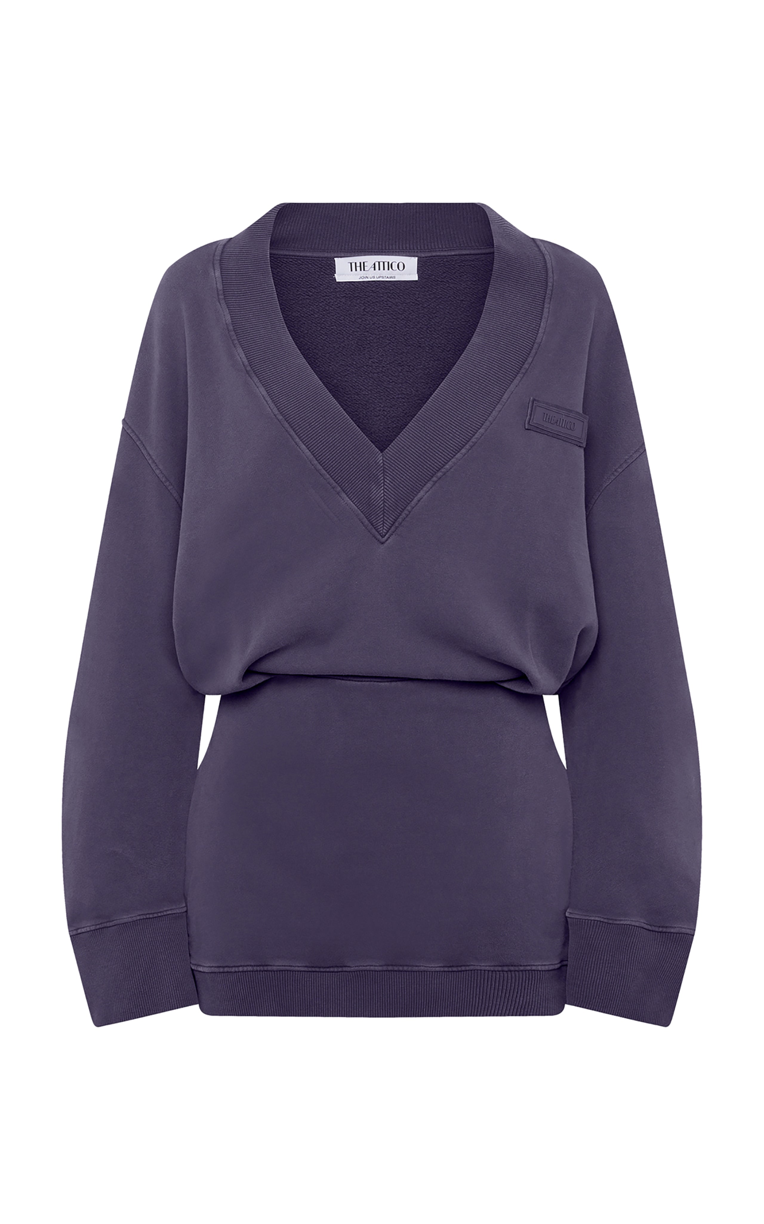The Attico Abito Purple Cotton Mini Sweater Dress