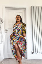 Rixo London Madonna Silk Floral Chain Mixed Satin Wrap Dress - House Of Huntington