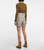 Isabel Marant Etoile Kaloscoe Printed High Waist Belted Cargo Shorts