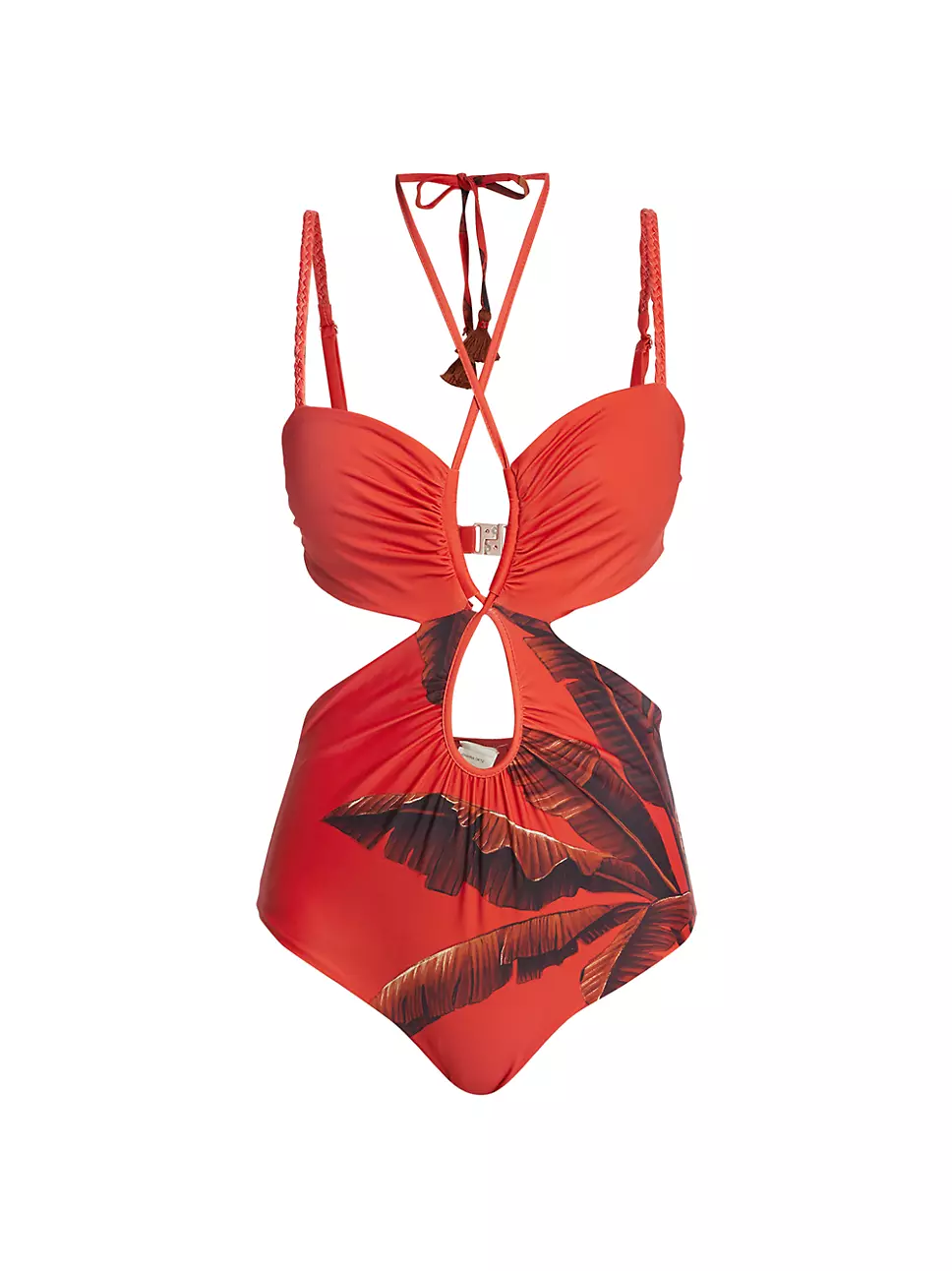JOHANNA ORTIZ Banana Red Cocoa Print Cut-Out Strappy Swimsuit - House Of Huntington