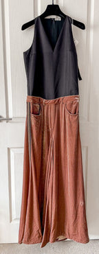 Brunello Cucinelli Black Tailored Top Pink Velvet Trouser 2-in-1 Wide Leg Jumpsuit