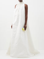 Robe de mariée Anaisa en taffetas ivoire à col montant Roksanda