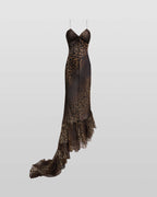 Rat and Boa Amazonie Leopard Print Frilly Hem Maxi Dress