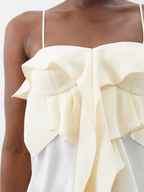ASHLYN Bonnie Ruffle Front Strappy Ivory Crepe Top - House Of Huntington