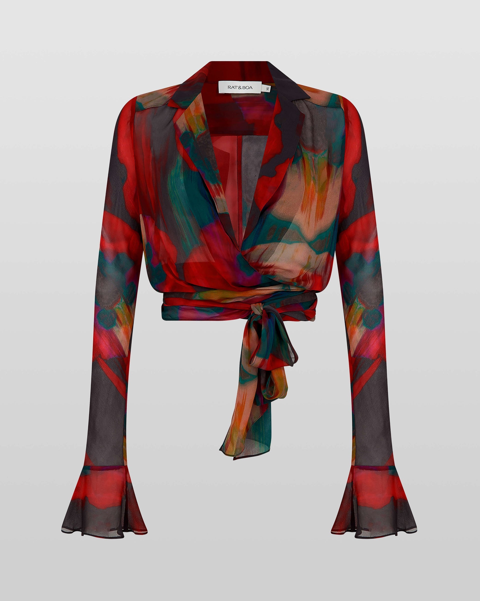 Rat and Boa Gemini Poppy Print Sheer Wrap Top