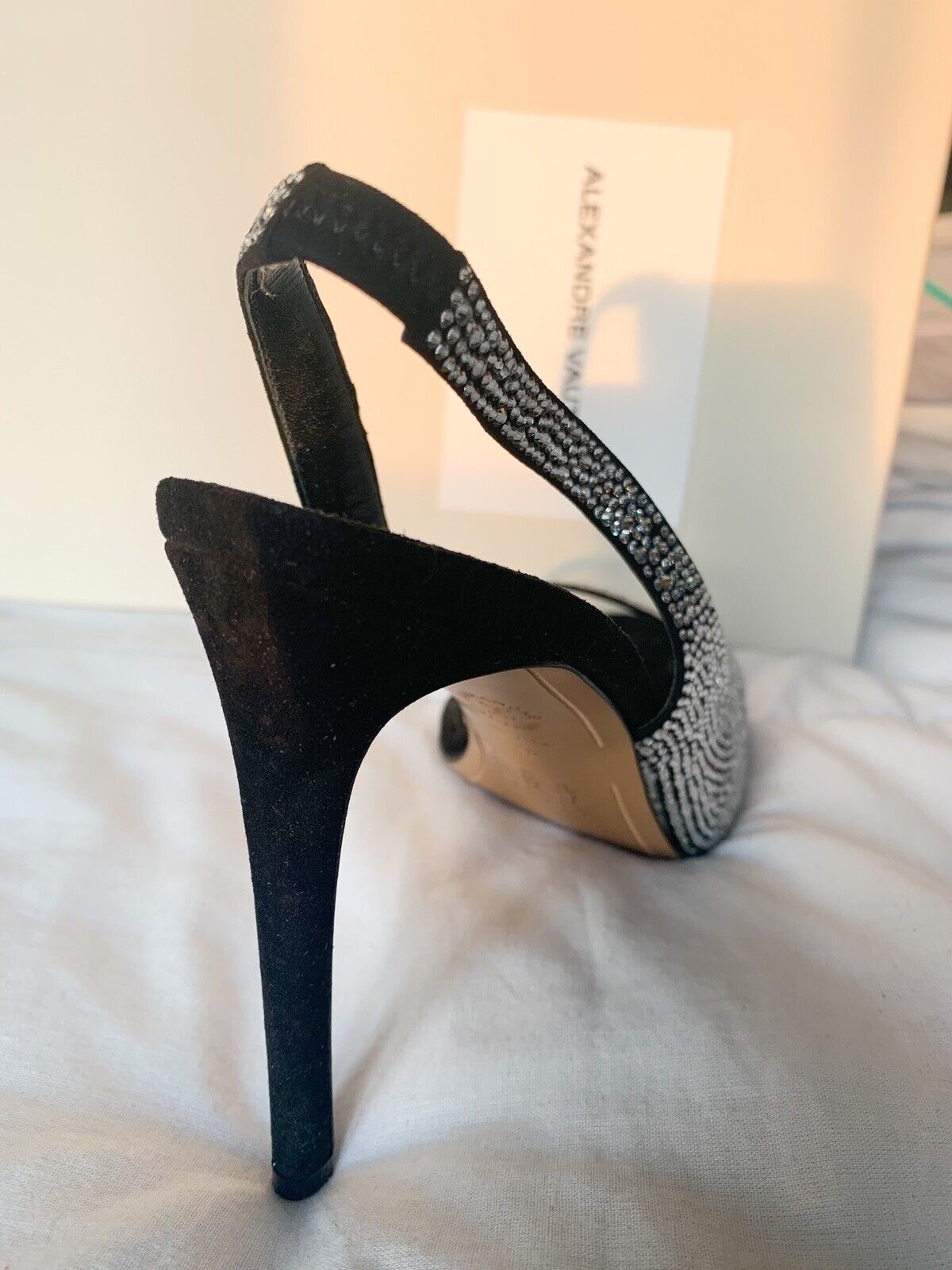 Alexandre Vauthier Black Crystal Studded Amber Sandal Slingback Open Toe High Heels - House Of Huntington