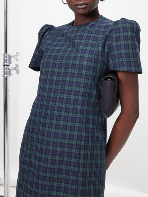 The Vampire's Wife The Wilma Green Tartan Plaid Check Print Shift Dress - House Of Huntington