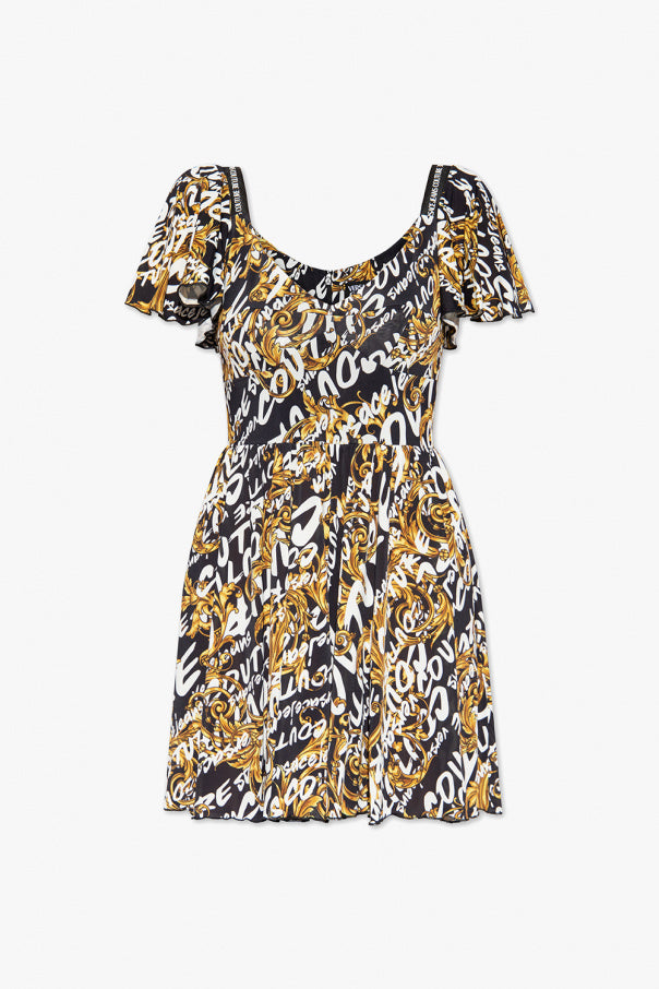 Versace Jeans Couture Allover Brand Logo Print Baroque Mini Playsuit