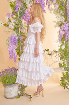 Amy Jane London White Harper Victorian Lace Tiered Maxi Dress - House Of Huntington