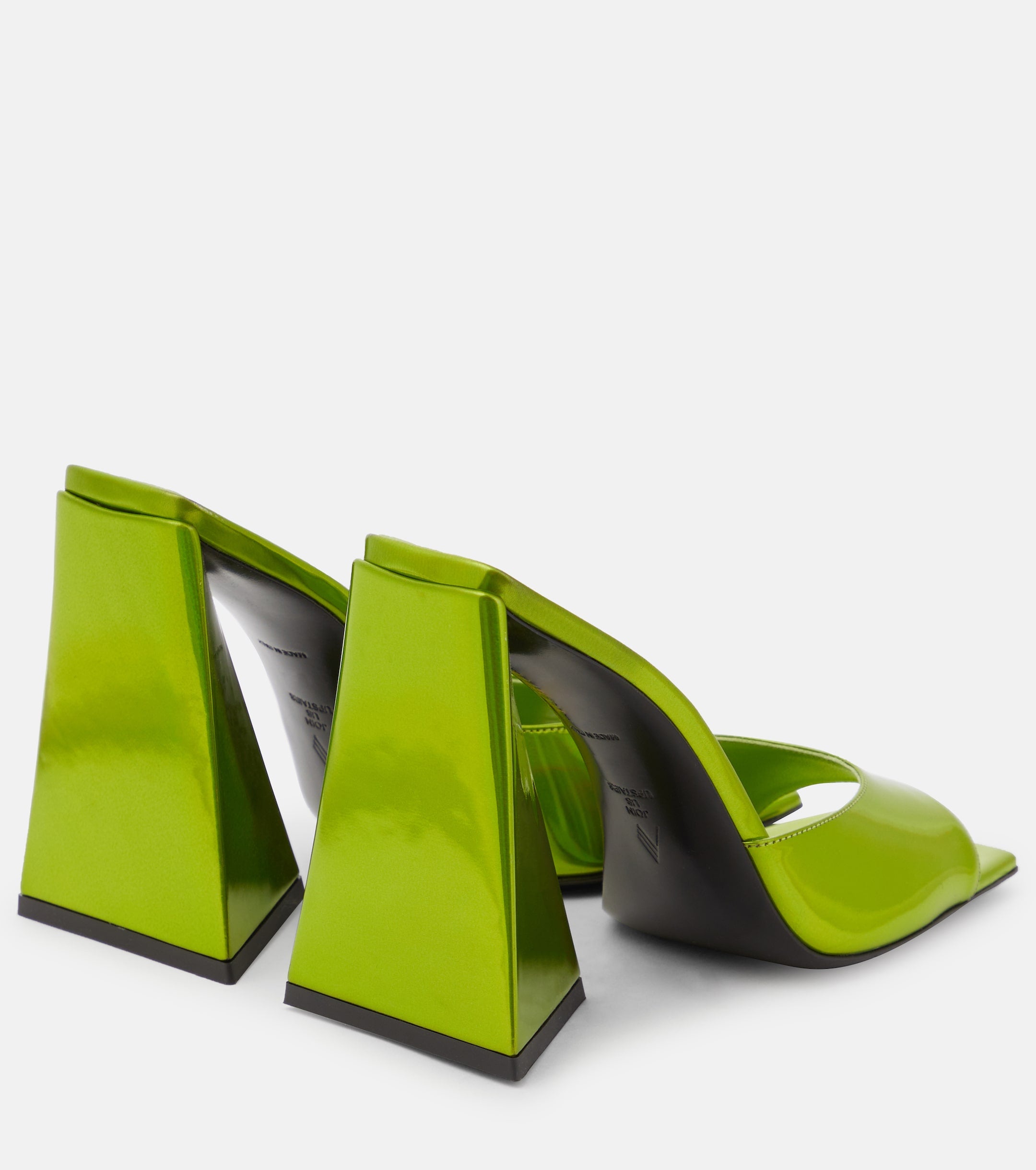 The Attico Devon Iridescent Lime Green High Heel Mules (EX-DISPLAY)