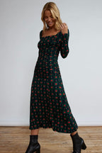 KITRI Deirdre Wavy Heart Print Long Sleeve Dress