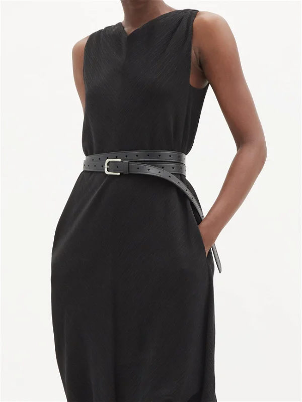 Raey Black Crinkled Silk Crepe Shift Dress - House Of Huntington