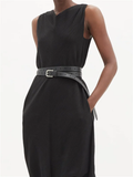 Raey Black Crinkled Silk Crepe Shift Dress - House Of Huntington