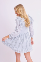 Amy Jane London Blue Annie Ruffle Pleat Detail Puff Sleeve Mini Dress - House Of Huntington