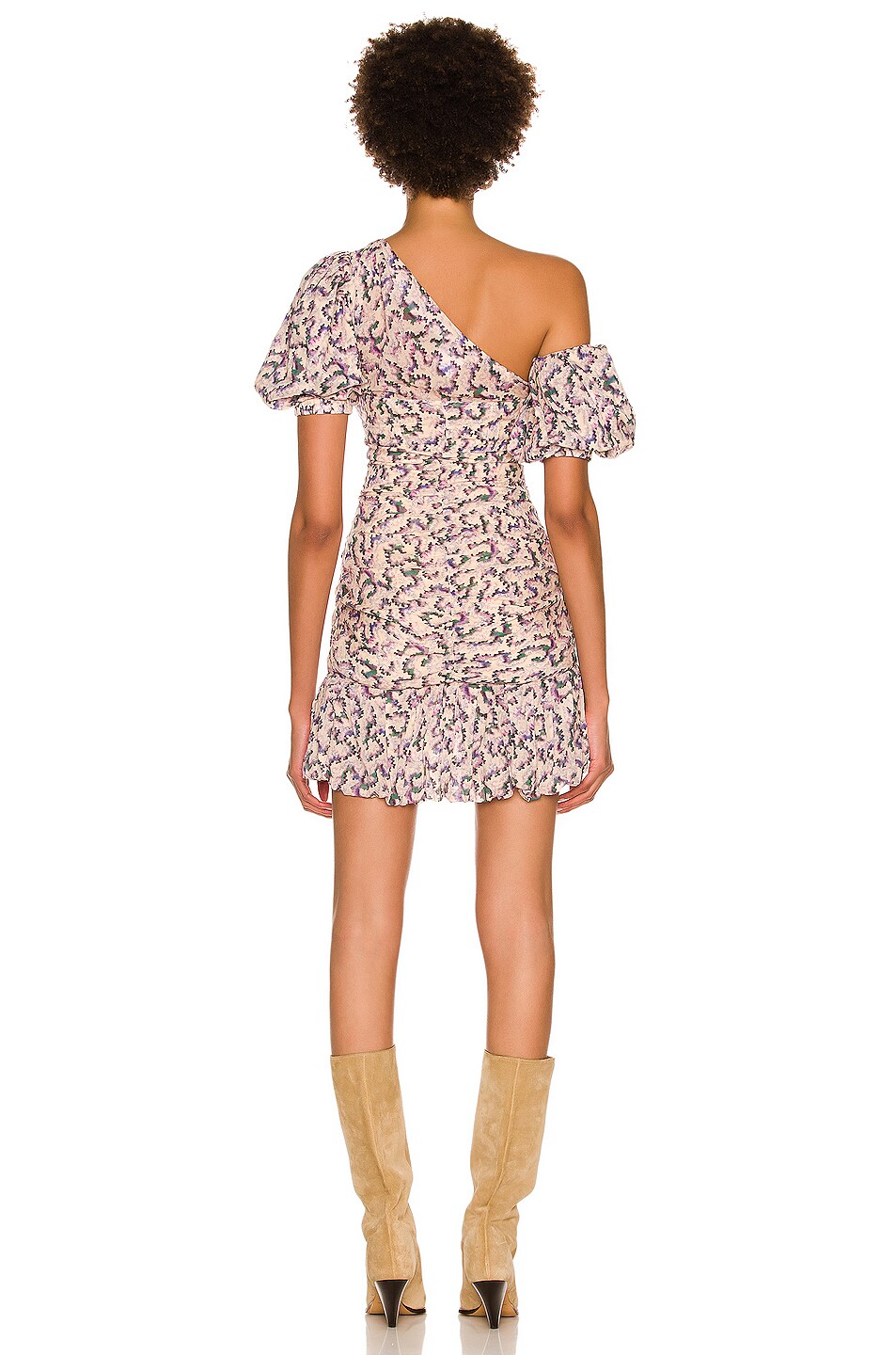 Isabel Marant Etoile Lecia Floral Print Ruched Off Shoulder Mini Dress