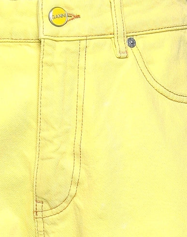 Ganni Yellow Denim Logo Shorts