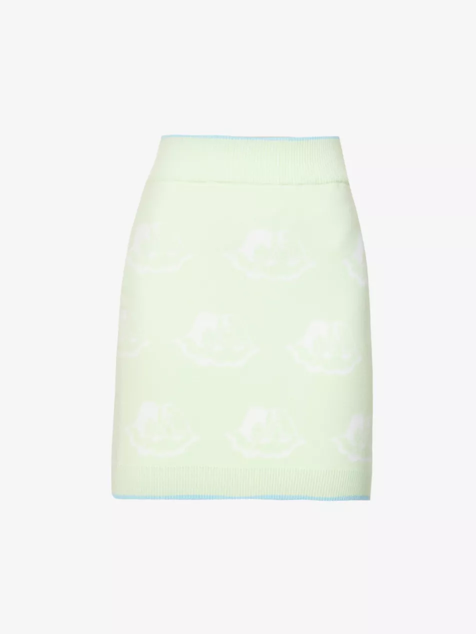 Fiorucci Green Cherubs Angels Intarsia Knit Mini Skirt
