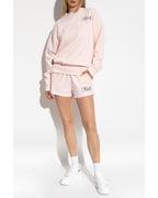 Sporty & Rich Pink Health Club Script Print Disco Shorts