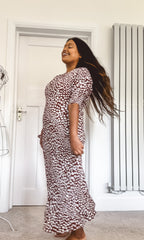 Rixo London Jess Spotted Puff Sleeve Brown Summer Maxi Dress - House Of Huntington