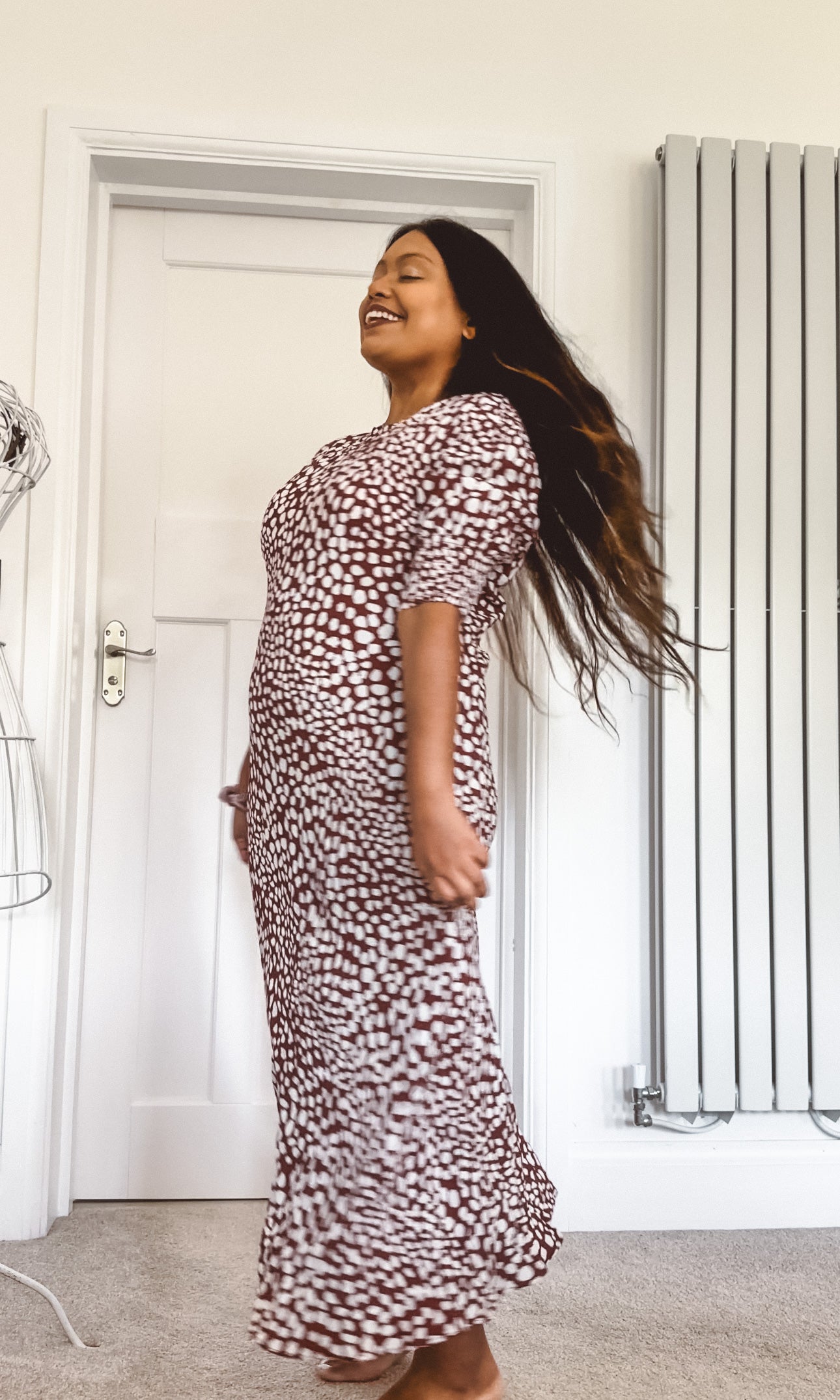 Rixo London Jess Spotted Puff Sleeve Brown Summer Maxi Dress - House Of Huntington