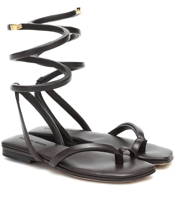 Bottega Veneta Brown Nappa Leather Spiral Sandals