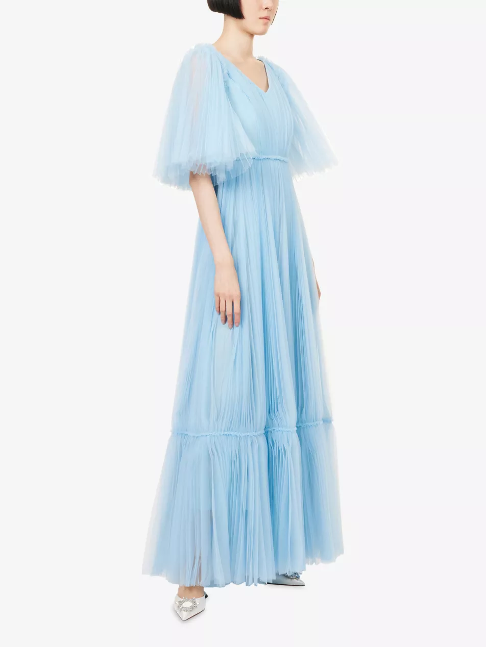 Huishan Zhang x Disney Josephine Plissé Woven Maxi Dress
