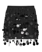 Rat and Boa Celina Black Sequinned Beaded Drip Disco Mini Skirt