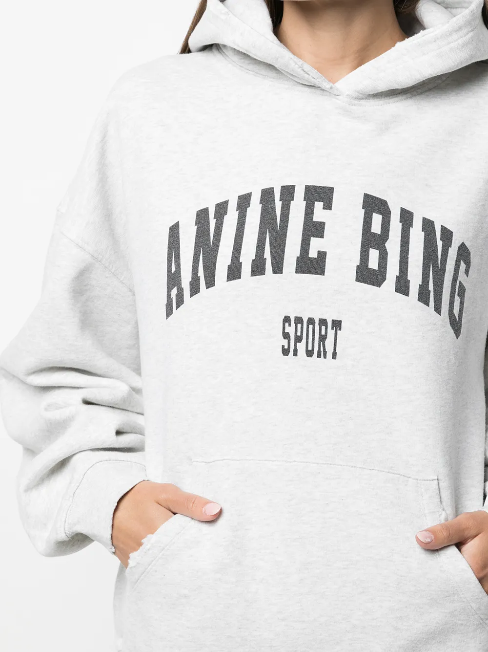 Anine Bing Spellout Logo Grey Melange Harvey Hoodie