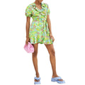 Never Fully Dressed Green Floral Wrap Style Forget Me Not Mini Dress - House Of Huntington
