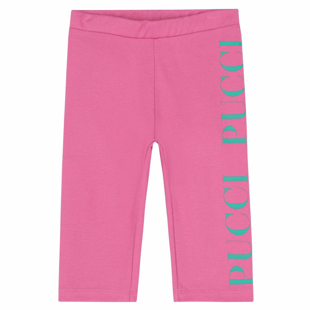 Pucci Girls Pink Logo Cropped Leggings