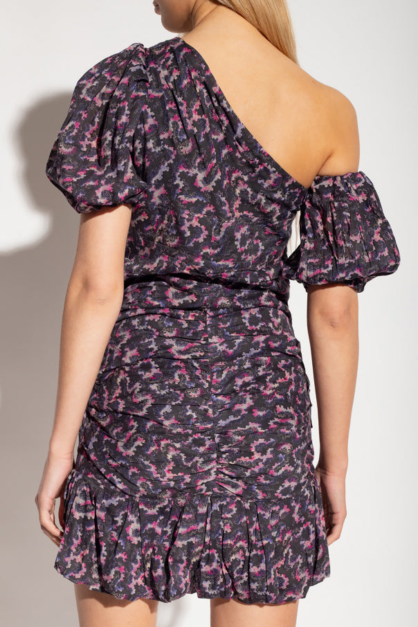 Robe noire à imprimé floral et épaules dénudées Lecia d'Isabel Marant Étoile
