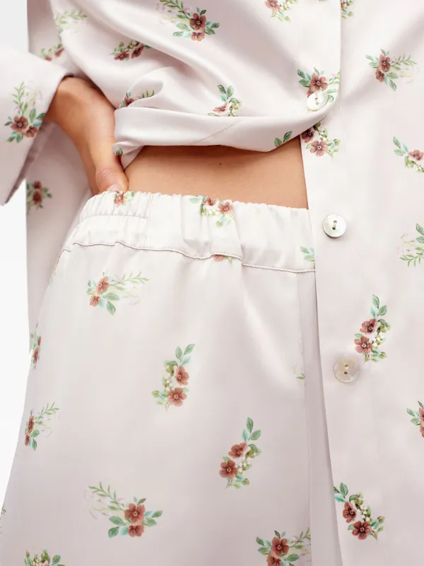 Sleeper Floral Blossom Print Elastic Waist Summer Trousers