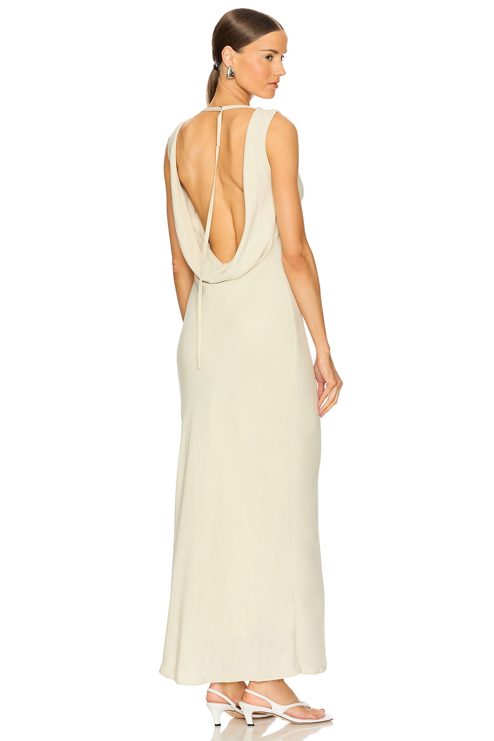St Agni Dove Ivory Draped Cowl Dress