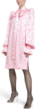 The Vampire's Wife Storm From The Shelter Pink Floral Satin Long Sleeve Dress - House Of Huntington