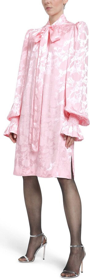 The Vampire's Wife Storm From The Shelter Pink Floral Satin Long Sleeve Dress - House Of Huntington