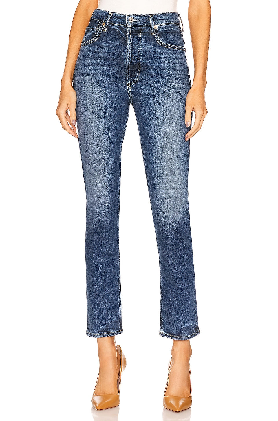 Citizens Of Humanity Charlotte High Rise Straight Blue Jeans