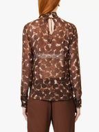 Dries Van Noten Conis Brown Abstract Print Silk Shirt