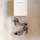 Alexandre Vauthier Black Crystal Studded Amber Sandal Slingback Open Toe High Heels - House Of Huntington