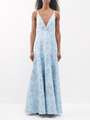 The Vampire's Wife Blue Glinda Floral Brocade - House Of Huntington
