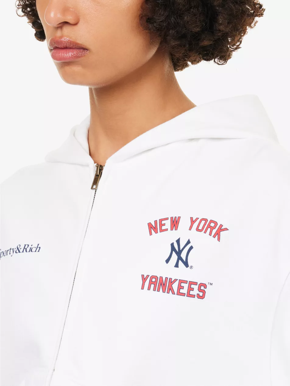 Sporty & Rich for '47 x The New York Yankees Homerun Printed Cotton Crop Hoodie