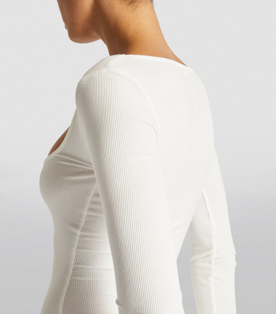 Skims White Soft Lounge Ribbed Square Neck Maxi Dress