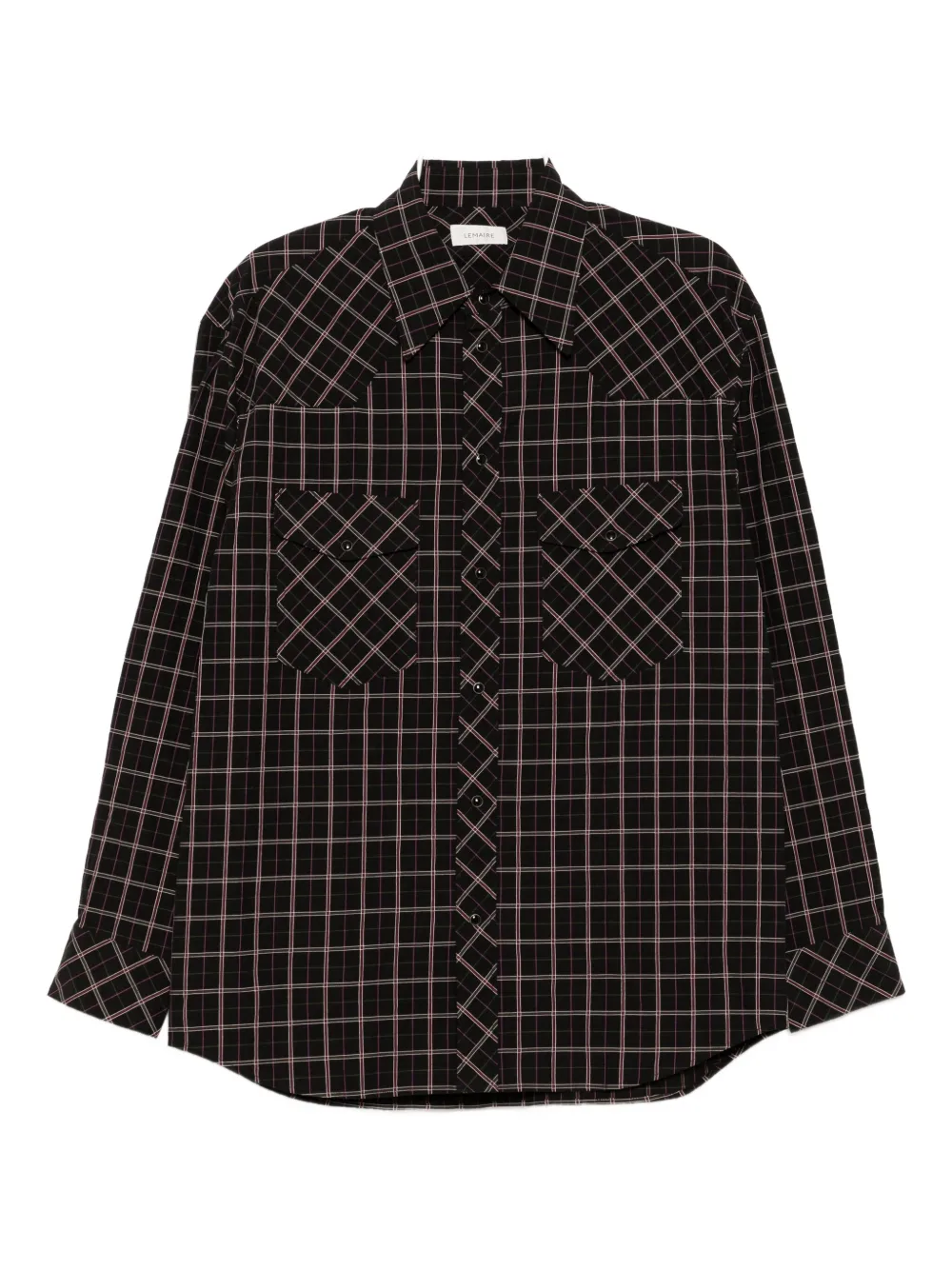 Lemaire Western Black Plaid Check Shirt
