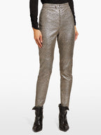 Isabel Marant Leopard Print Etienne Metallic Skinny Lambskin Leather Trousers
